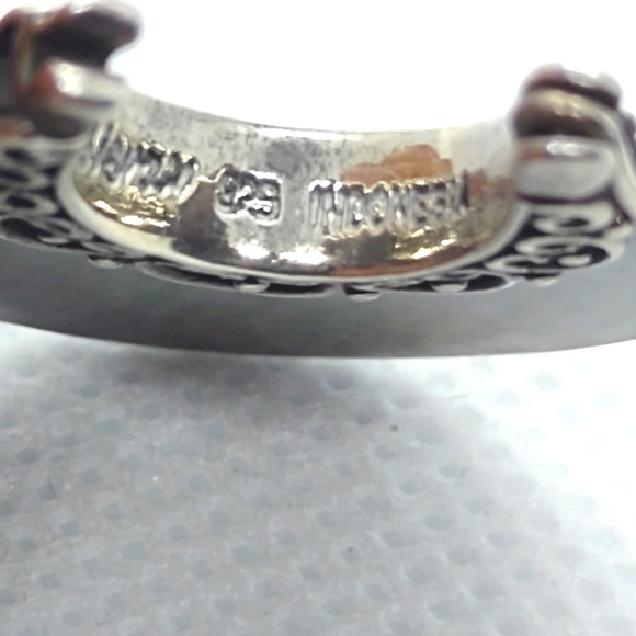 Vtg Sterling 925 Merva Bell M.O.P Hoop Earrings - Picture 3 of 4